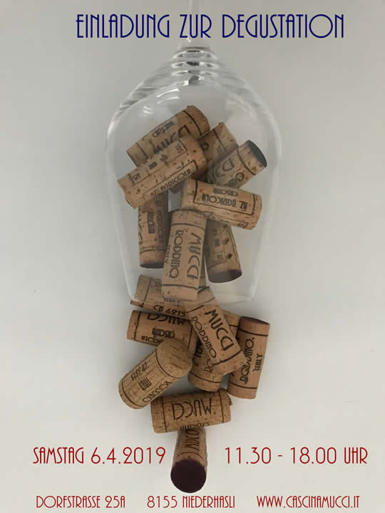 Einladung zur Degustation Mucci Weine 6. April 2019